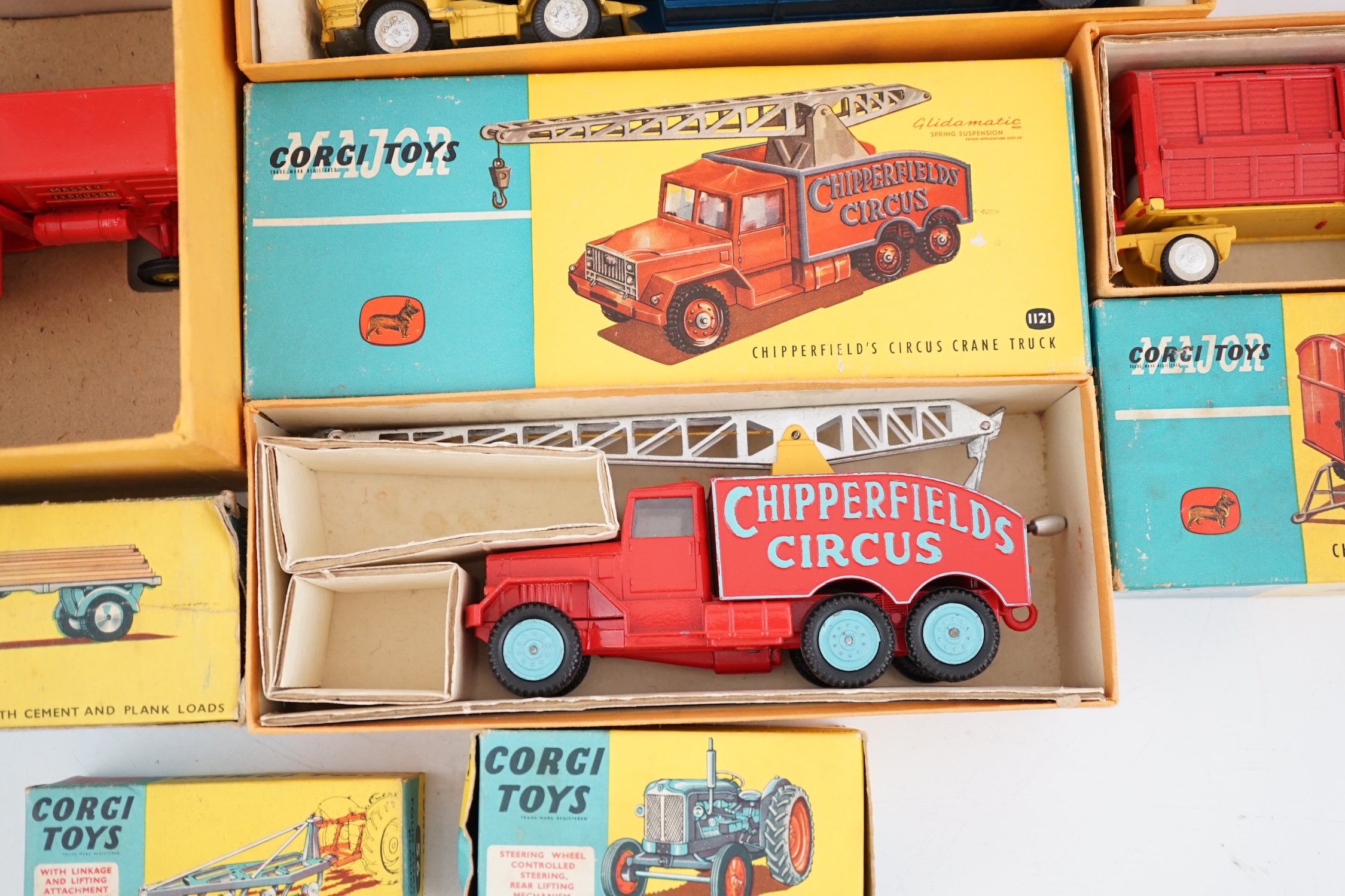 Seven boxed Corgi Toys and Major Toys